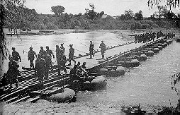Historical Pictures - Soldiers on Pontoon Bridge.